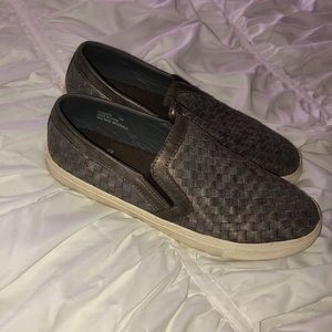 silver/gray comfy loafers